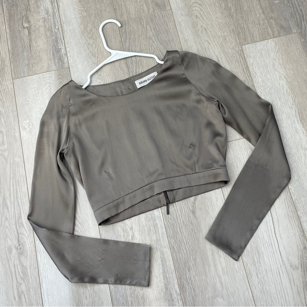 Adriana Iglesias Top silk crop womens Gray (medium) going out minimalist party